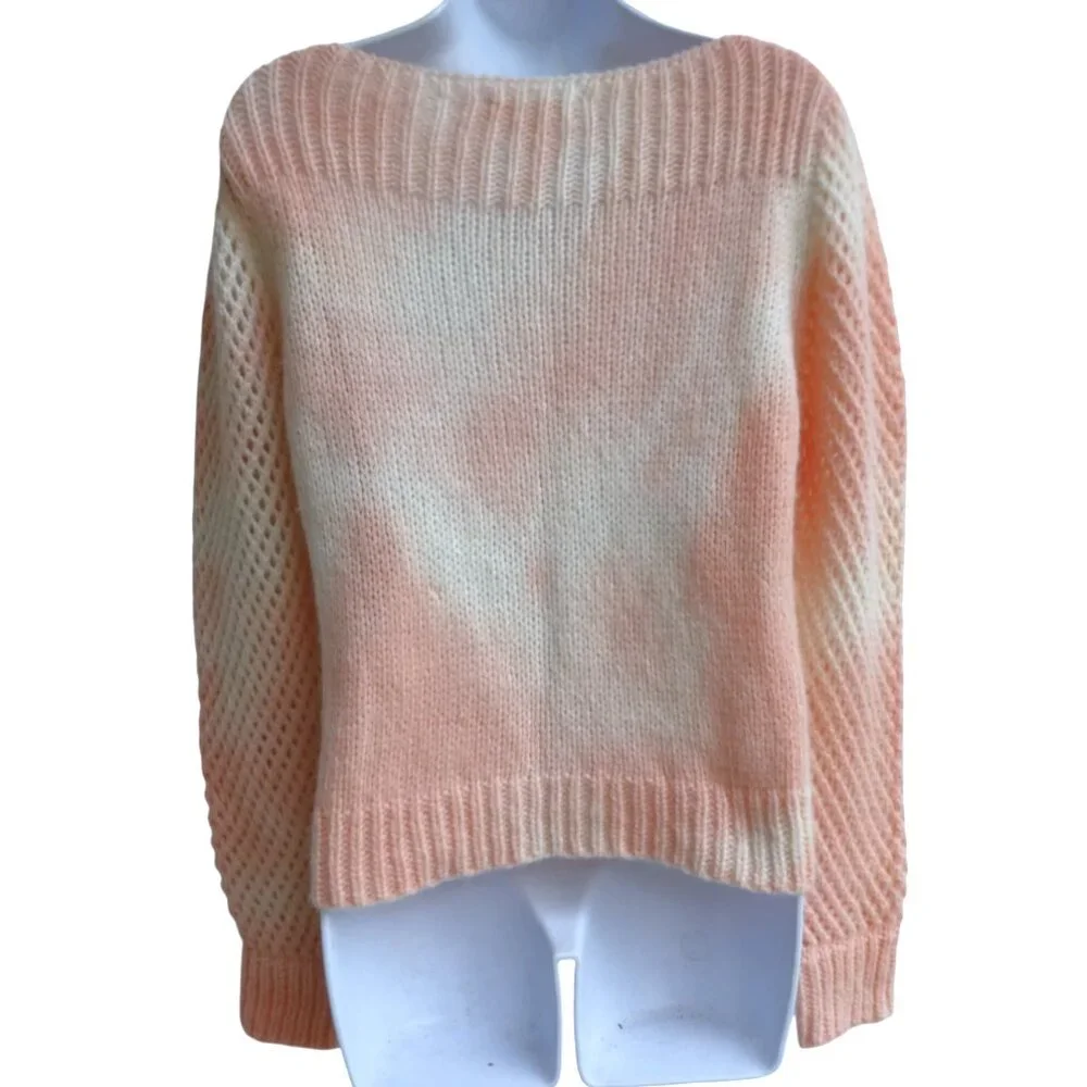 ALPaCa LoveShackFancy Knit Sweater Rosie Tie Dye Pastel Pink Cream Crochet Peru